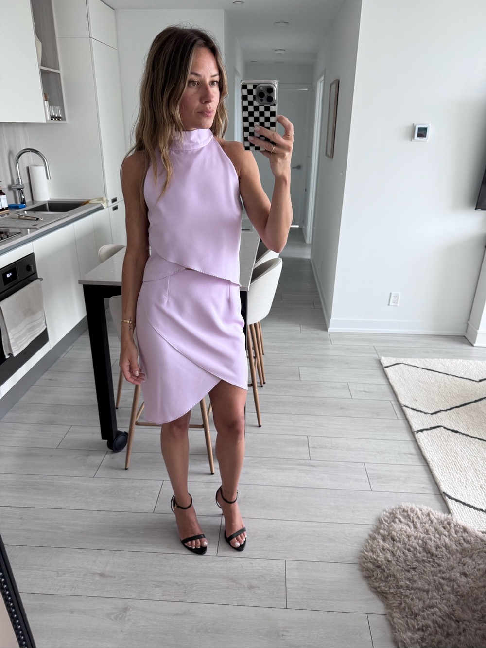 Elliatt Lilac Asymmetrical Halter Mini Lilac Dress